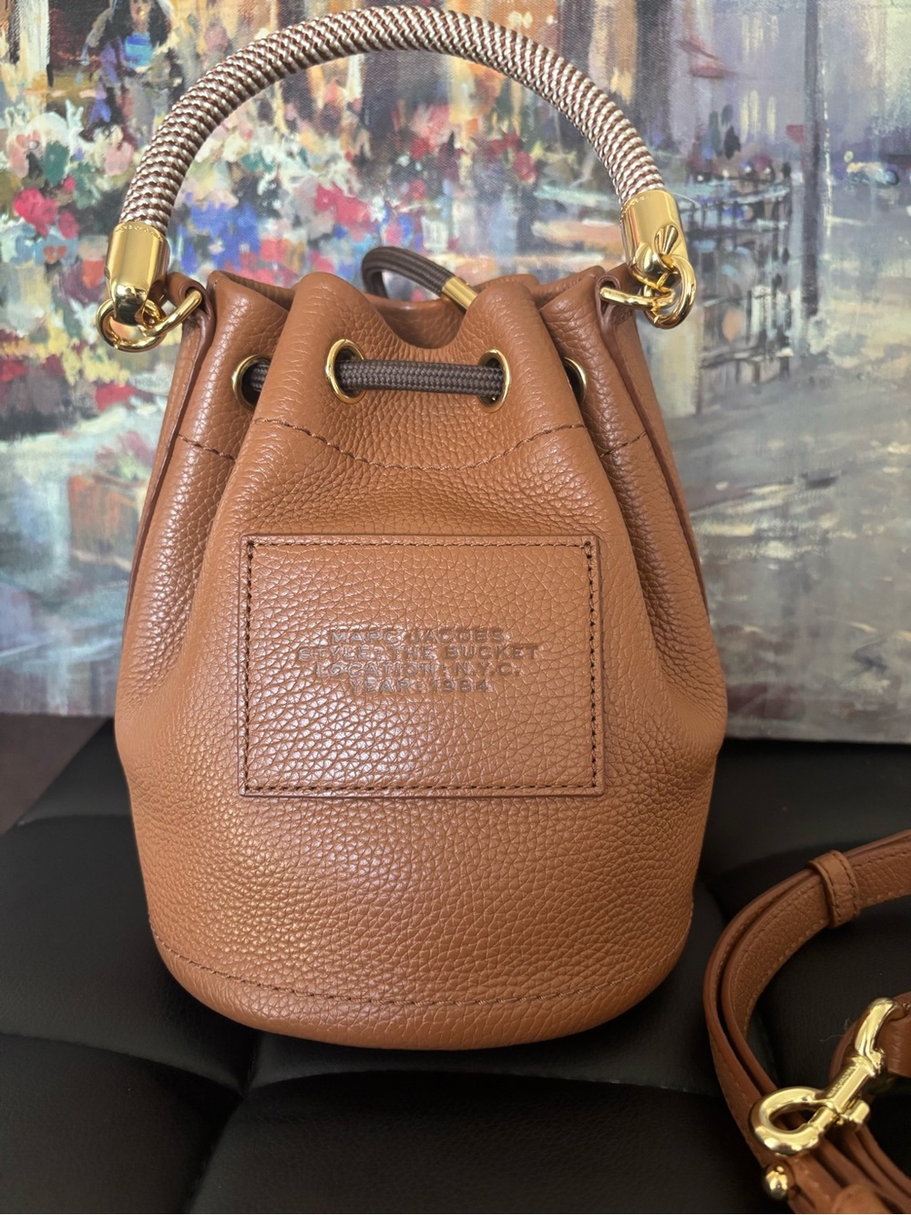 Marc Jacobs Brown Leather The Bucket Bag with Rope Top Handle - Picture 6 of 15